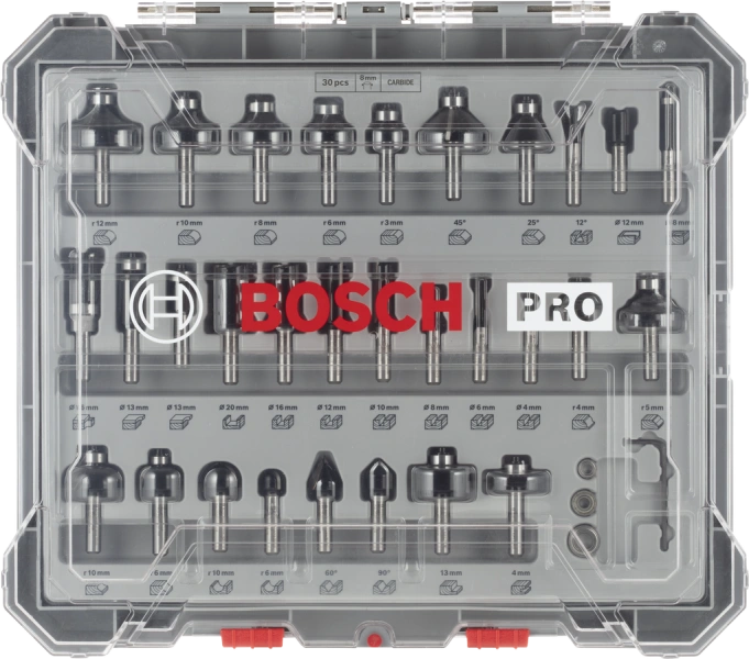 PRO Router Bit Mixed Set, 30 pcs Bosch 